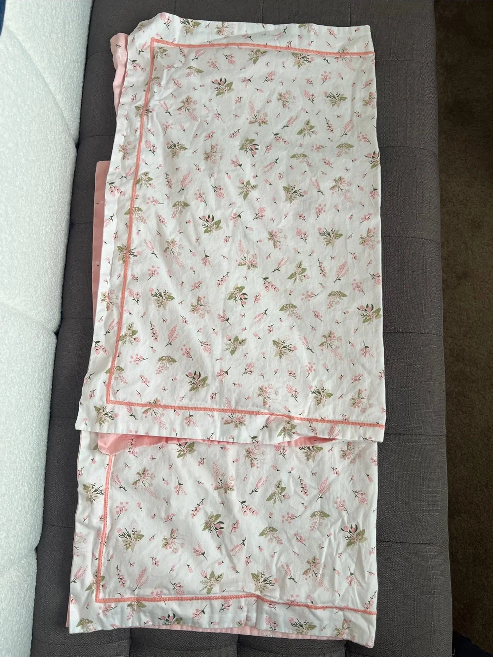 Floral Pink Cotton Pillowcases - Set of 2